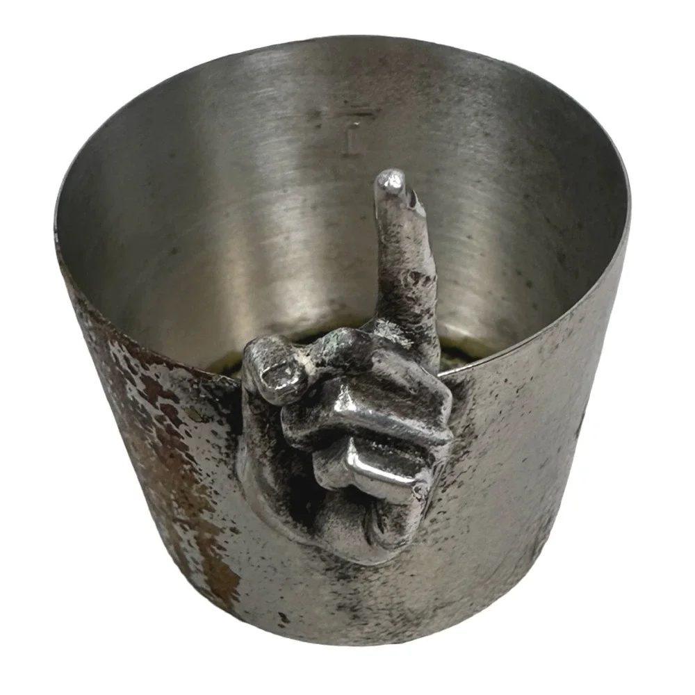 Napier Vintage Silver Plate Number One Finger Pointing Jigger Shot Glass Gray